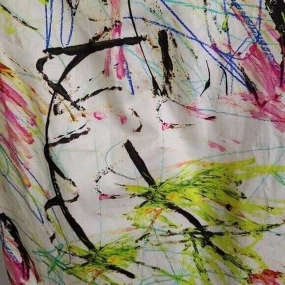 Milly of NY Multi Color Scribble Sheath Cocktail Mini Dress Size 2 Cap Sleeve - Picture 8 of 10